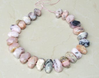 Pink Peruvian Opal Faceted Nugget - Pink Opal Nugget - Polished Pink Opal - Half Strand - 15mm x 15mm x 25mm