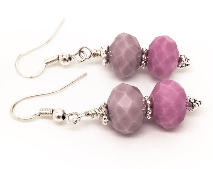 Pink earrings, pink crystal earrings, bright pink earrings, pink Jewelry