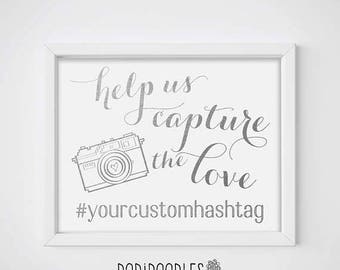70% OFF THRU 8/26 ONLY Help Us Capture The Love, Capture The Love, Wedding Hashtag Sign, Wedding Sign, Silver Wedding Sign, Social Media Sig