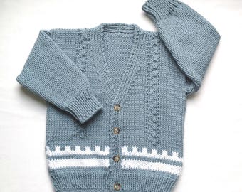Toddler knit sweater - 2 to 3 years - Childrens cardigan - Kids knit sweater - Boys blue jumper - Girls sweater - Kids cardigan