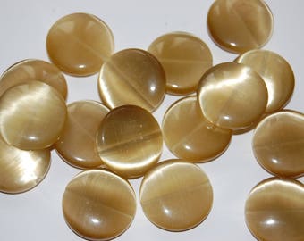 3 beads pucks CatEye glass 8x25mm