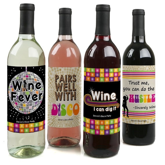 S Disco Custom S Disco Fever Party Wine Bottle Labels Seventies Party Labels Dance