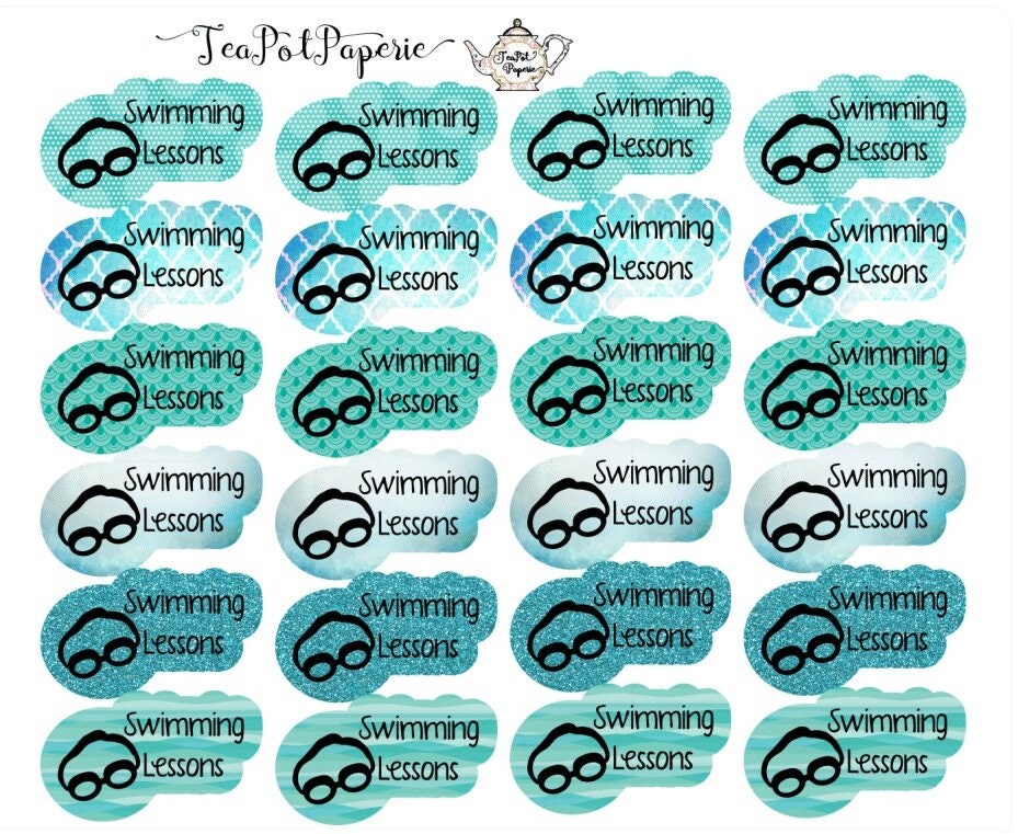 Swimming Lessons functional planner stickers for ECLP IWP