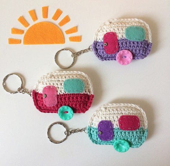 Crochet Caravan Keyring Caravan Keychain Crochet Camper