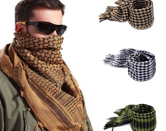 Cotton Unisex Head Scarf Arabic Shawl. Plaid Hijab Shemagh Tactical Desert Arafatka. Men / Women Wrap. Survival Military Keffiyeh Muffler