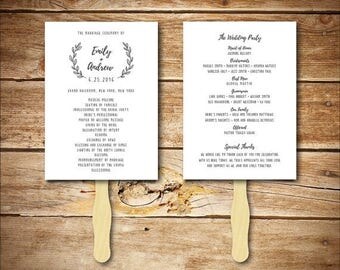 Wedding Program Template - Printable Wedding Program - DIY Wedding Fan Template - Instant Download - Wreath Collection