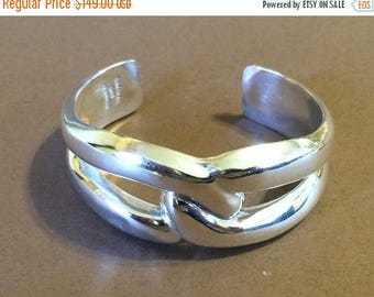 33% Off Christmas in July Sterling Silver Chunky Solid Cuff Bracelet 7" (50.3 grams)
