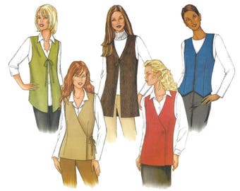 Butterick 3200 Sewing Pattern Misses Various Lined Vests Button Zipper or Tie Closures Easy Uncut