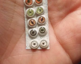 5 pairs of hand made ghost snake reptile bird eyes approx.4-4.5 mm iris OOAK