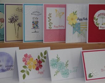 10 Flower Birthday Cards. Birthday Greeting Cards. Flower Birthday Cards. Greeting Card Assortment for Women. Feminine Birthday Cards.