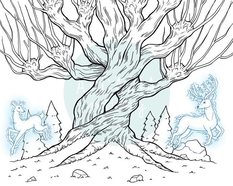 Harry Potter Wedding Guestbook Whomping Willow Thumbprint Tree