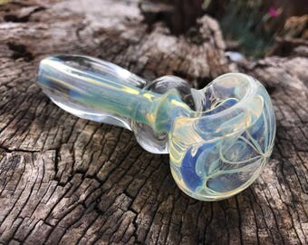 Electric Jellyfish. Glass Pipe. Fumed Pipe. Tobacco Pipe. Handmade in USA by FlabbaGlass Designs