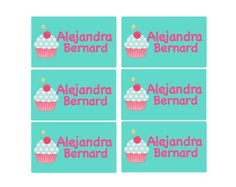 95ct Stick On Clothing Name Labels, Peel and Stick Clothing Labels, Personalized Uniform Labels - Daycare Clothing Cupcakes, Washable Labels