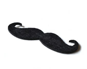 Black mustache felt to sew or stick 7.9x2.3cm