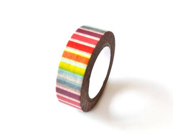 Washi / masking tape 15 mm with multicolored stripes