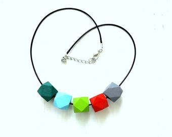 Wooden Bead Necklace, Geometric Necklace, Wooden Jewelry, Hexagon Necklace, Wooden Necklace, Summer Necklace, Geometric Jewelry