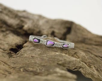 Delicate Bracelet - Silver Bracelet - Dainty Bracelet - Wire Wrapped Jewelry - Boho Bracelet - Dichroic Glass - Bracelet Femme - Fused Glass