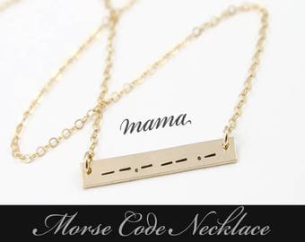 Morse Code Necklace / Morse Code Bar Necklace / Secret Mesage Necklace / Morse Code Jewelry / Gold Filled , Sterling Silver, Rose Gold