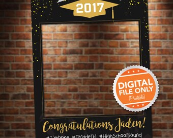 Black and Gold Graduation Photo Booth. Party Prop Frame. Digital File only