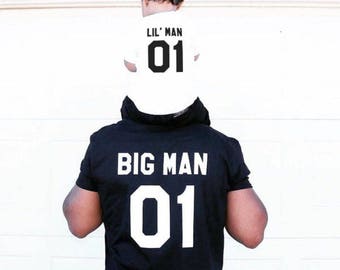 Father son matching shirts, Father and son shirts, Big man lil man father son matching T-shirts, Print is on the back, Big man Lil man 01