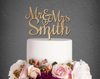 Wedding Cake Topper,Mr and Mrs Cake Topper,Wood Cake Topper,Custom Cake Topper,Wedding Decoration,Last Name Cake Topper C215