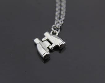 Christmas Gift Explorer Gift Traveler Gift Binocular Necklace Silver Binocular Charm Necklace Explore Jewelry Personalized Necklace