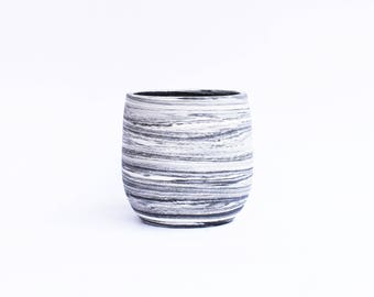 Black + White Marbled Sake Cup