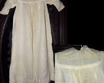 Antique 1800s Lovely Check Victorian Embroidered Eyelet Dress Christening Gown As Is Antique 1800s Lovely Check Victorian Embroidered Eyelet Dress Christening Gown As Is