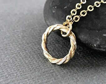 Gold circle necklace, Dainty gold circle necklace, Gold necklace, Layered necklace, Bohemian jewelry, Minimalist jewelry, Gift for her