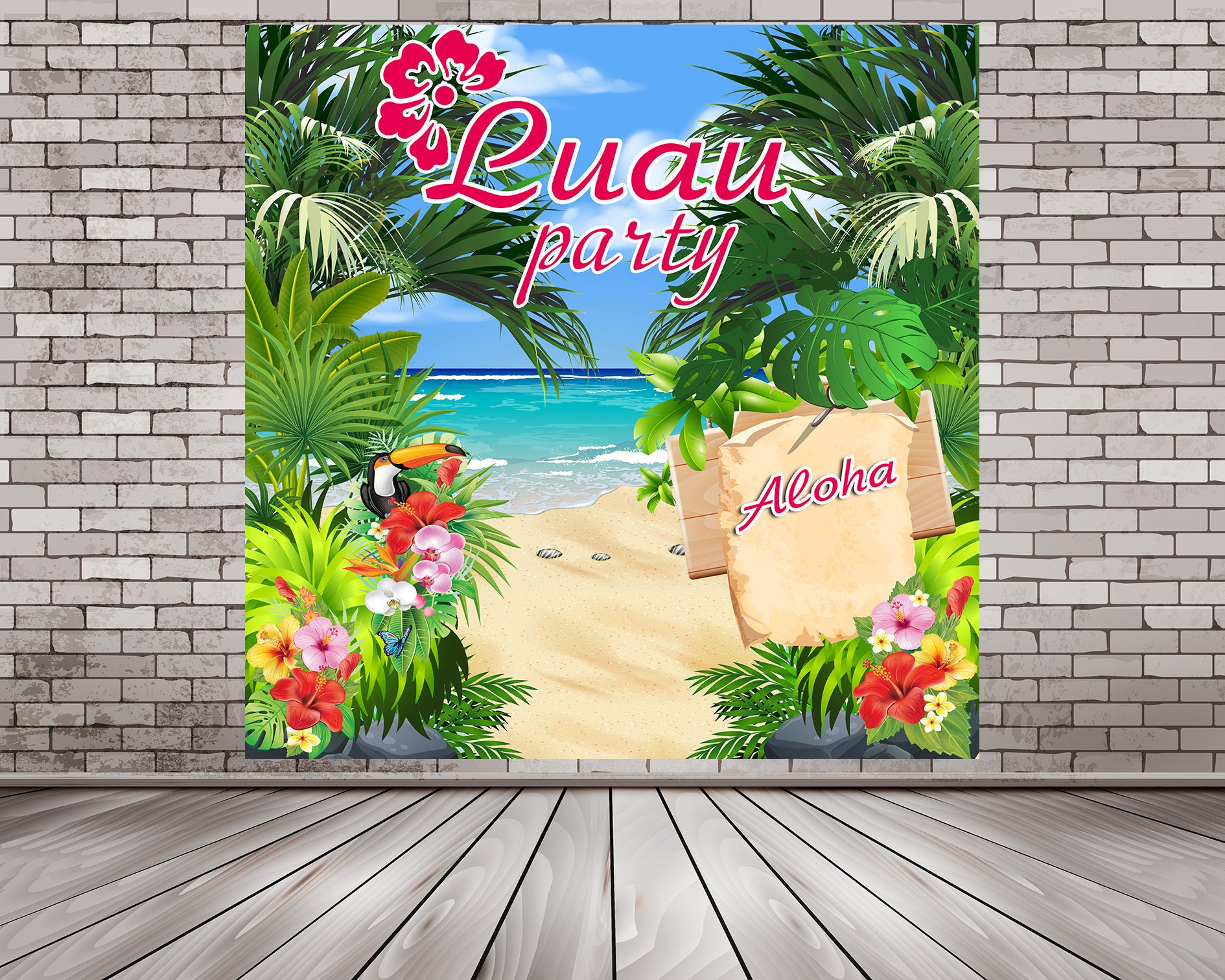 Hawaiian Luau Party Backdrop Tropical Backdrop Paradise