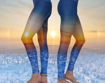 Printed Yoga Leggings • Unique • Recycled • Eco-Friendly Yoga Leggins • Yoga Pants • Blue leggings • Active Wear • Conscious • Yoga Wear •