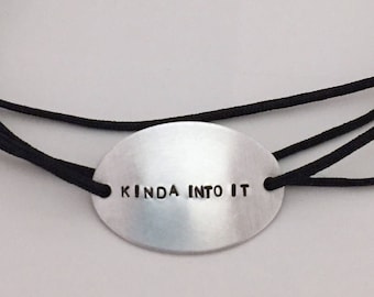 Kinda Into It Harry Styles Jewelry Hand Stamped Bracelet Anklet Kiwi Lyrics One Direction Adjustable Bracelet, 1.5mm Nylon Cord, Song