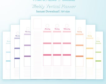 Erin Condren style printable weekly planner A5 size box week