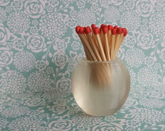 Edwardian 1900s Ridged Glass Match Striker and Holder - Ball Shaped Clear Glass
