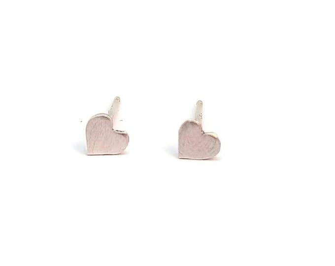Sterling Silver Heart Earrings, Tiny Heart Earrings, Unique Birthday Gift, Gift for Her, Heart Stud Earrings
