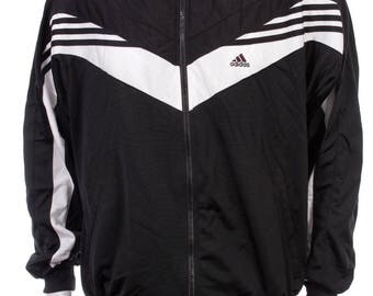 black and white adidas windbreaker jacket