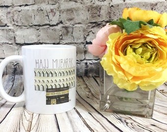 Hajj Mubarak mug, Hajj gift, eid al-adha gift, eid gift, muslim mug, muslim gift, hajji gift, Islamic gift, birthday gift, muslim gift