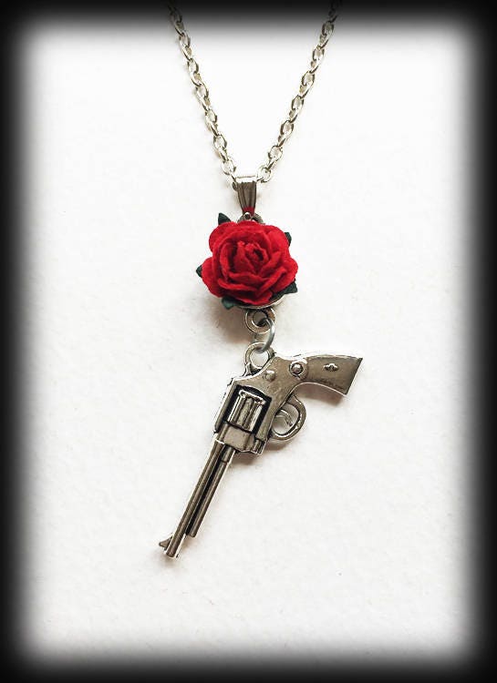 Guns N Roses Necklace Pistol Gun Pendant Rock Jewelry Fan