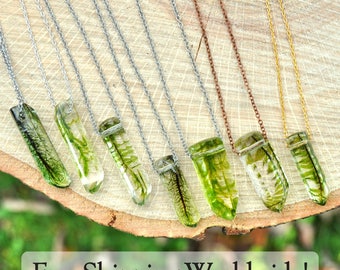 Moss Crystal Necklace, Terrarium Necklace, Real Moss Pendant, Moss Jewelry, Free Shipping, Eco Resin Jewelry, Terrarium Jewelry,
