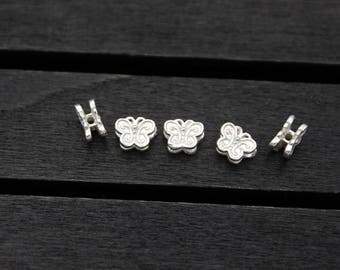 10pcs Sterling Silver Bead,Sterling silver spacer bead,Sterling silver butterfly bead,Sterling silver butterfly spacer bead, Butterfly charm