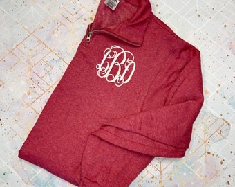 Quarter Zip Monogrammed Sweatshirt, 1/4 Zip Monogram Pullover Sweater, Gift for Her