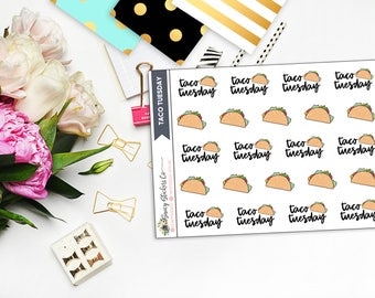 Taco Tuesday Planner Stickers | for use with Erin Condren Lifeplanner™, Filofax, Personal, A5, Happy Planner