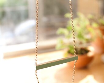 INGOT II, Minimalist necklace. Color pendant. Geometric necklace made of brass. Simple and modern. Everyday jewelry. Gift for her.