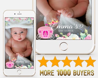 CUSTOM, Baby Shower Snapchat Flowers geofilter Rose flower Сarriage First birthday snapchat Pink crown It's a girl Baby shower filter S229