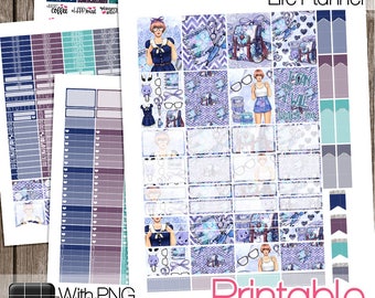 20% OFF! Printable Planner Stickers, ECLP Weekly Set, EC Printable Stickers, Ec Stickers, Back To School, Kawaii Planner Girl