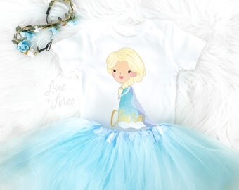 Elsa Frozen Birthday Outfit, Elsa Birthday Shirt, Frozen Birthday Top, First Birthday Shirt, First Birthday Shirt, Elsa Shirt, Frozen Outfit