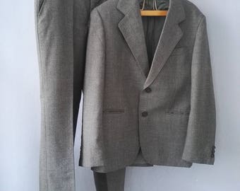 70s suit true vintage DDR jacket pants grey pepper and salt as new 1 x worn