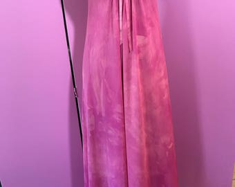 Maxi slip dress/ pink tie dyed slip/fab 208 nyc/vintage slip dress/hand dyed slip