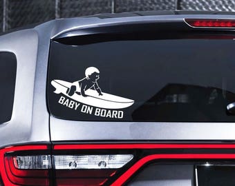 Baby on Board Decal Surf Baby Decal Car Decal Babies On Board Sticker Sea Ocean Car Sticker