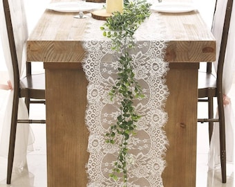 Soft White Lace Table Runner/14x120 Inch Table Runners/Overlay/White Weddings/Tabletop Decor/Centerpiece/Wedding Decor/Ship from USA